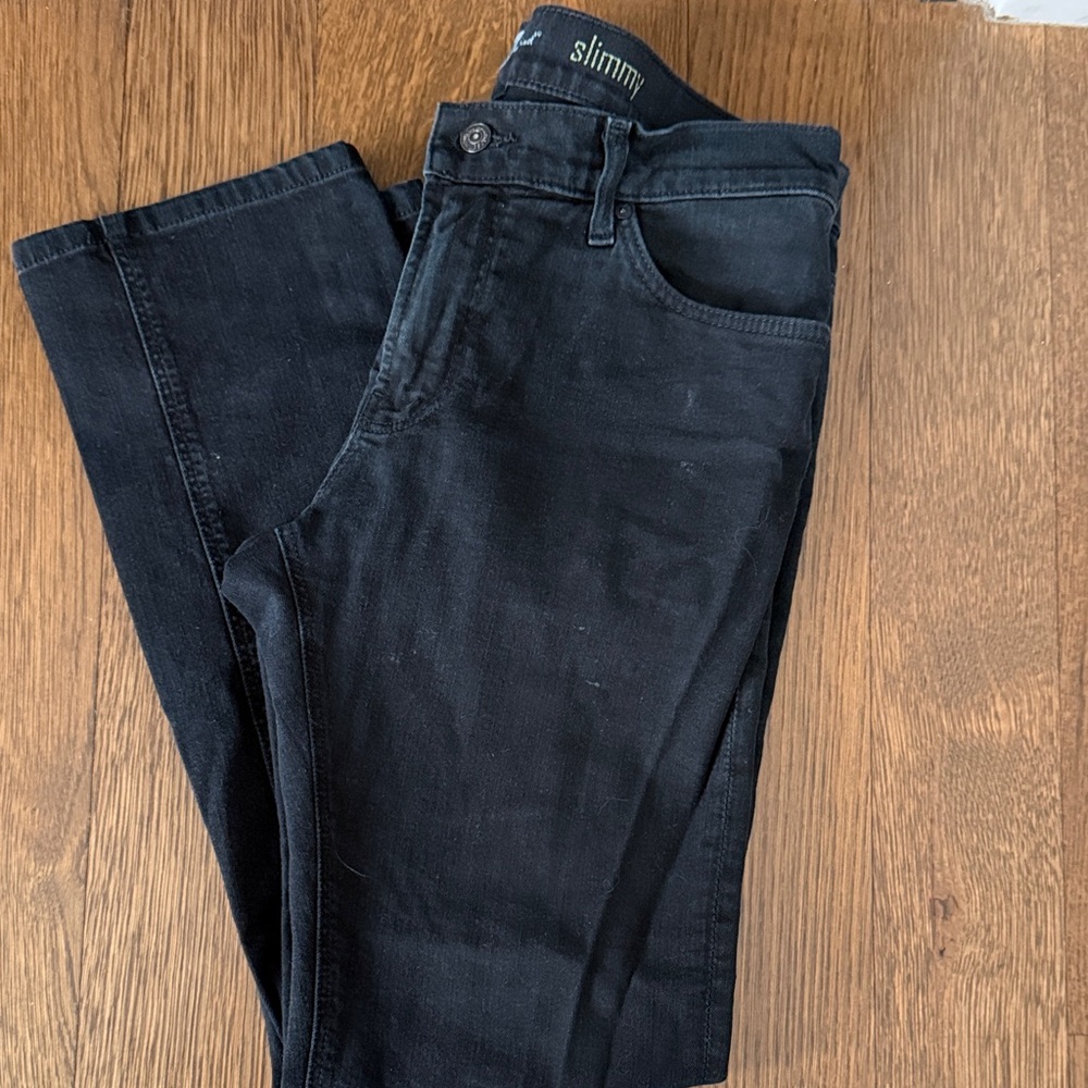 7 For All Mankind Black Slim Straight Jeans